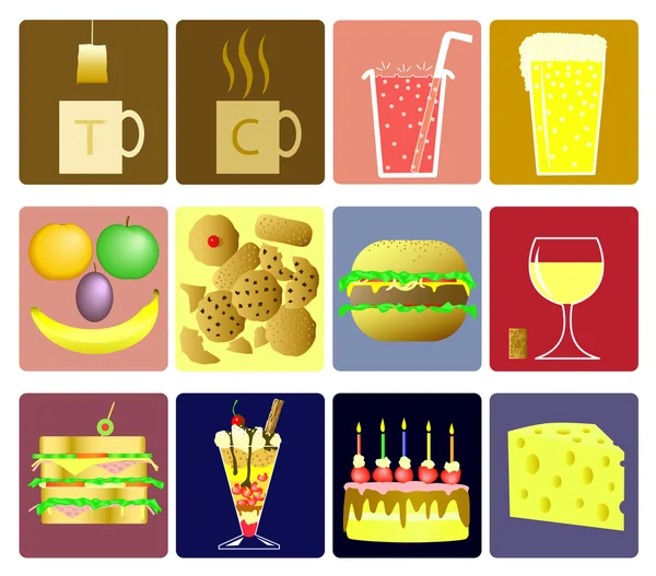 Drink and snack icons — Stock Vector