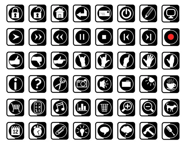 Zwart-wit pictogrammen — Stockvector