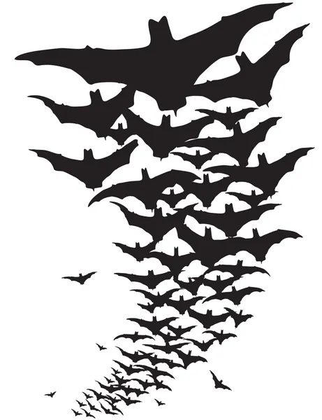 Siluetas de murciélagos — Vector de stock