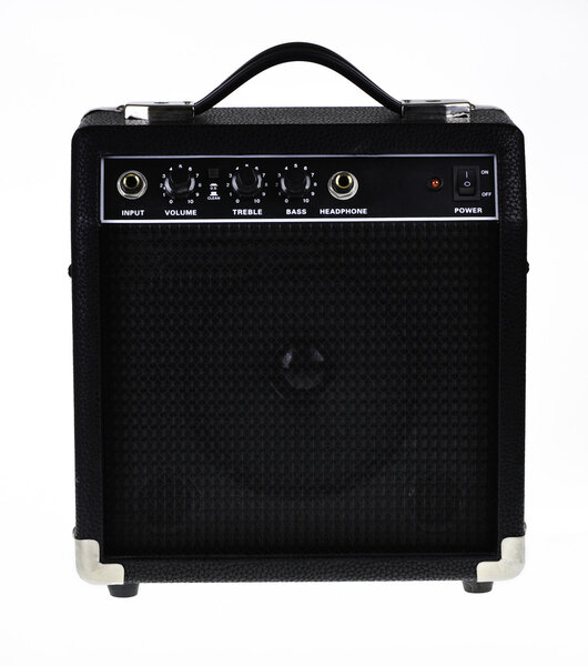 Guitar amp or amplifier isolated on white background.