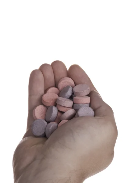 Puñado de comprimidos antiácidos genéricos — Foto de Stock