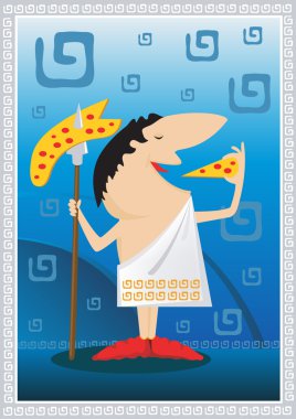 Roman cook and pizza clipart