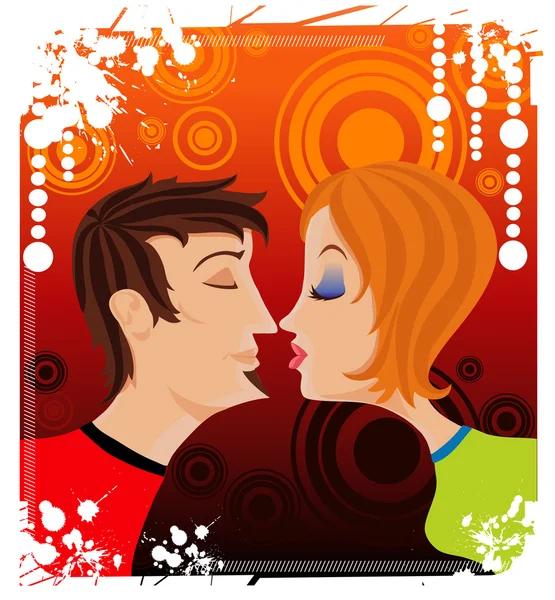 Amour embrasser les adolescents — Image vectorielle