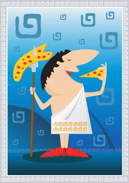 Roman cook and pizza — Stock Vector