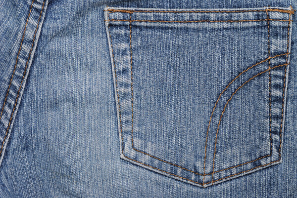 Backside of a blue jeans with trouser pocket