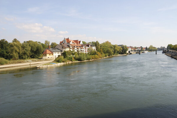 The Danube river in Regensburg