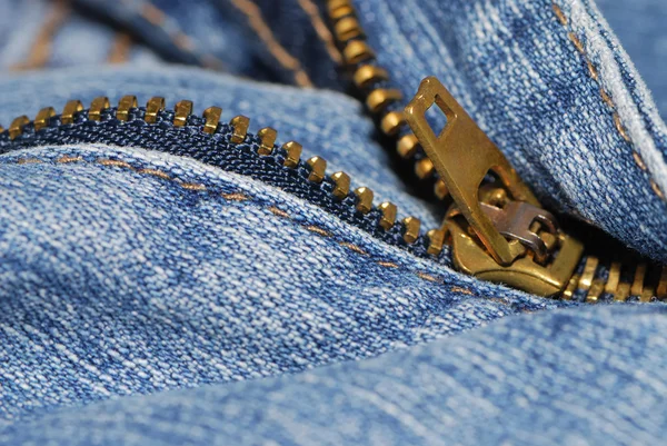 Dragkedja en jeans — Stockfoto