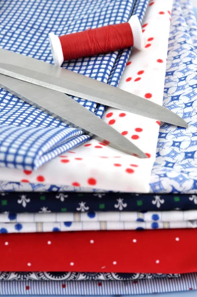 Scissors on Textile — Stock Photo, Image