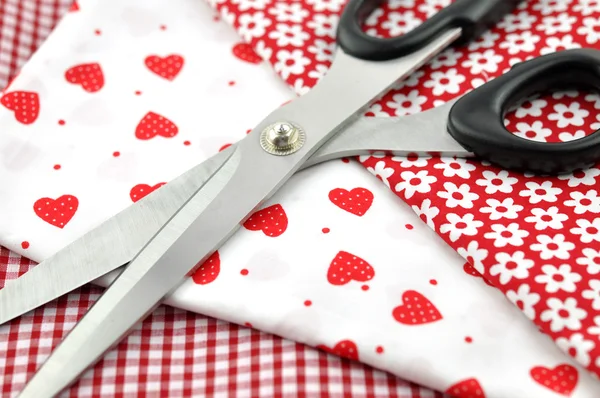 Scissors on Textile — Stock Photo, Image