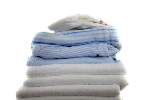 Blue Baby Clothes and Diapers — Stock Photo, Image