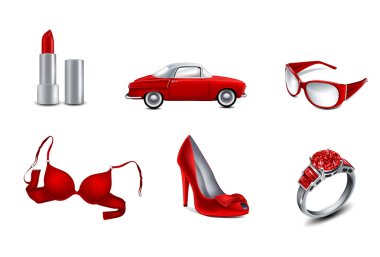 Set woman's icons on white background clipart