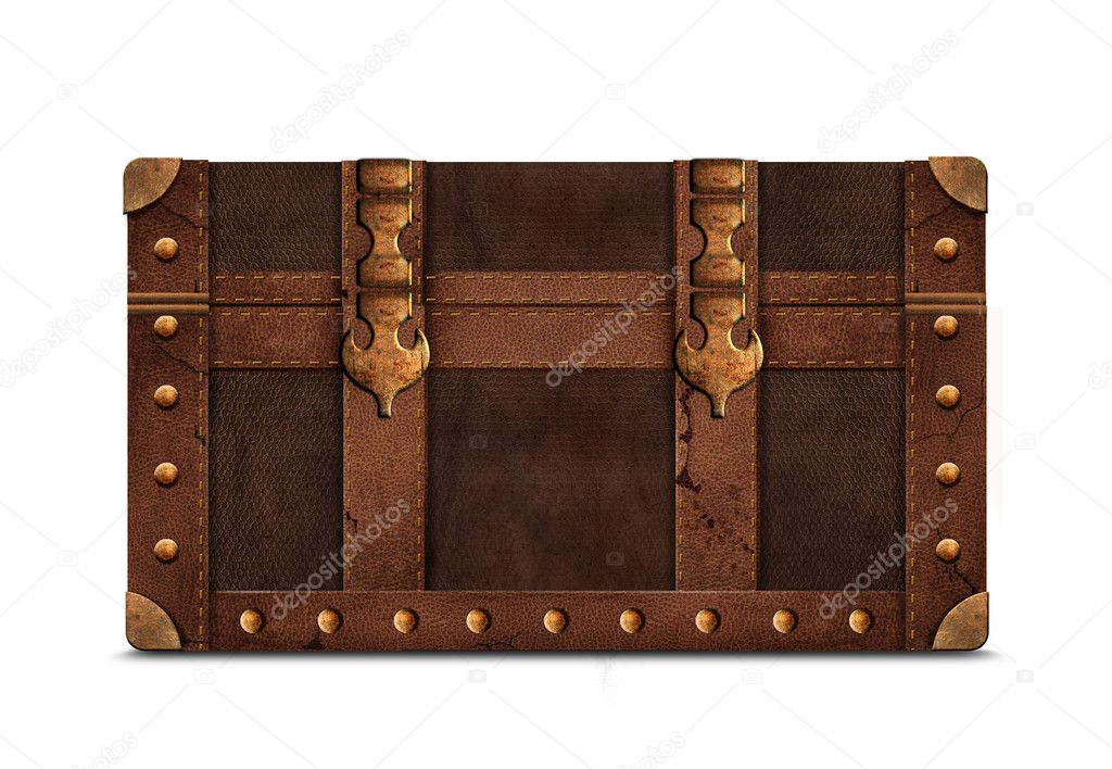 Isolated antique chest on white background