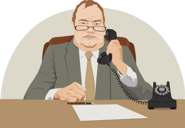 Angry director talk by phone clipart