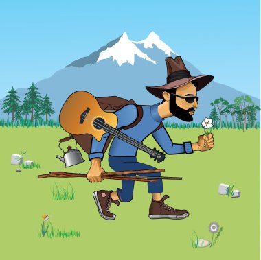 Tourist on nature clipart