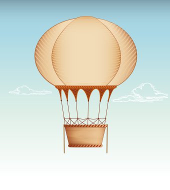 sıcak hava balonu vintage vektör çizim