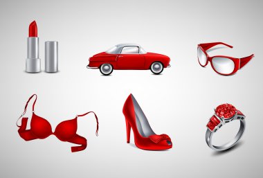 Vector red female icons clipart