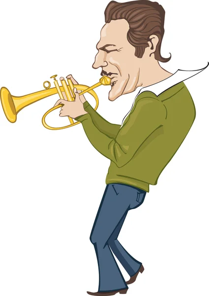 Vector illustration with jazz trumpeter — Stock Vector