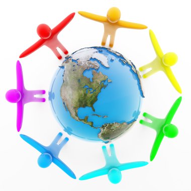 Peoples holding hands around the Earth clipart