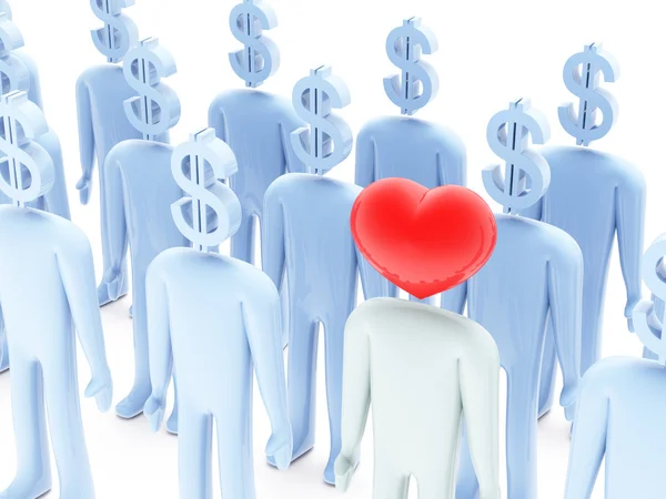 stock image Peoples with dollar-shaped and heart-shaped heads