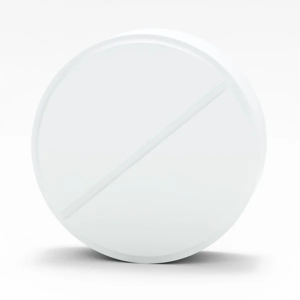 Pillola bianca su sfondo bianco — Foto Stock