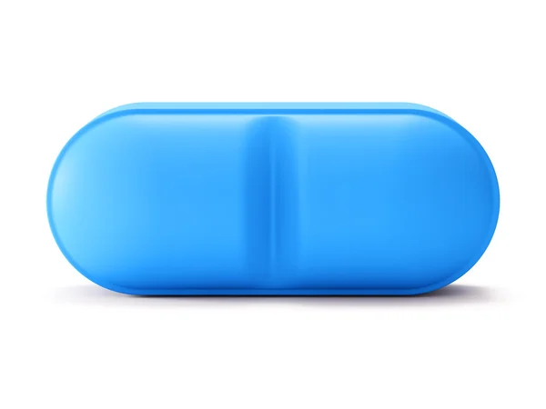 Pilule bleue unique sur blanc — Photo