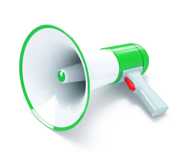 stock image Green megaphone with red button