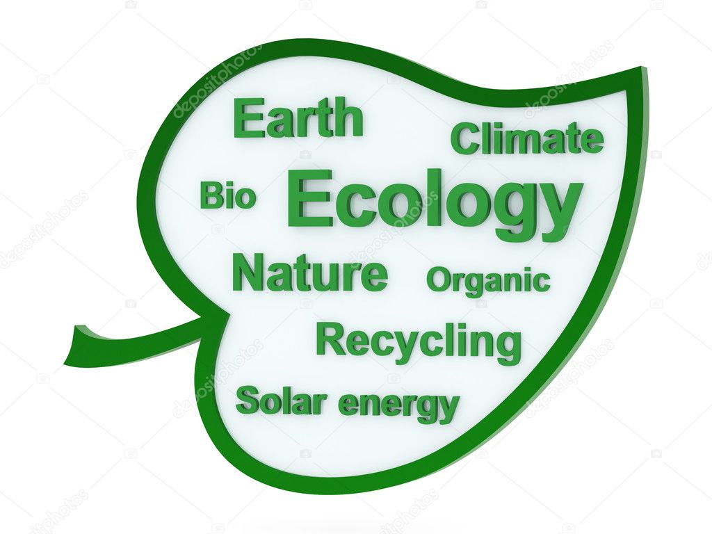 Speech bubble or tag cloud with ecological words