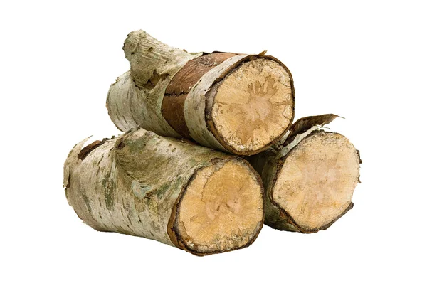 Geïsoleerde stapel hout — Stockfoto