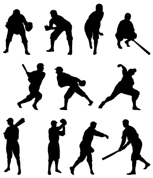Baseballspieler-Silhouette - Satz eins — Stockvektor