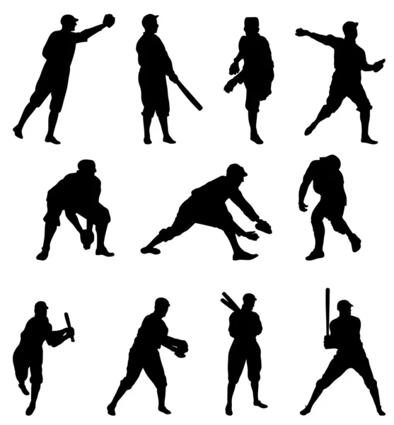 Silhouette du joueur de baseball - Set deux — Image vectorielle