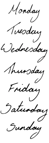 Handskrivna dagar av veckan illustrationen — Stock vektor