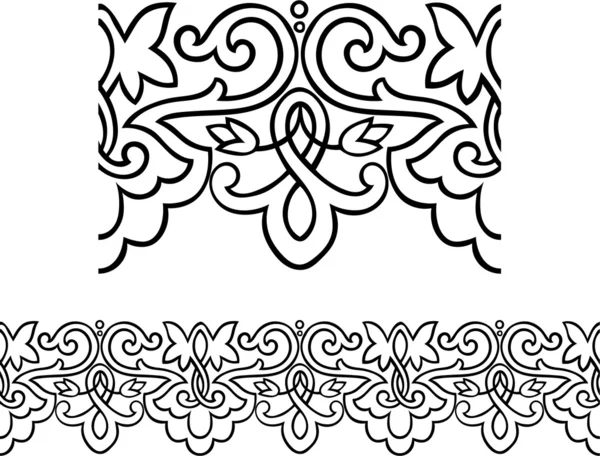 様式化された反復可能なビクトリア朝様式の輪郭を描かれた国境 — ストックベクタ