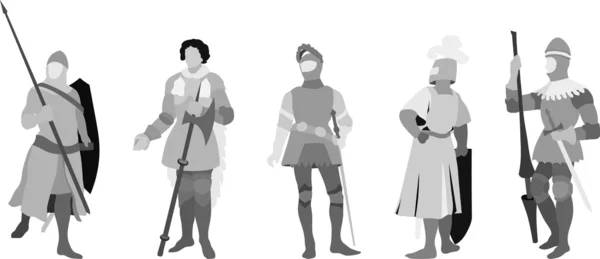 Векторный набор из 5 рыцарей — стоковый вектор