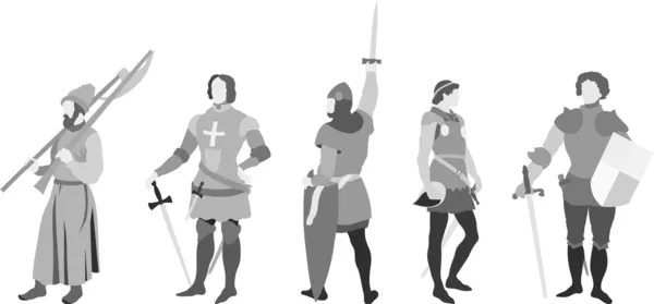 Векторный набор из 5 рыцарей — стоковый вектор