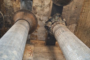 Columns inside the temple at Esna clipart