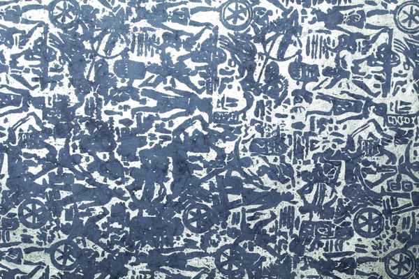 Blue silver handmade art paper with tribal print — Stock Photo, Image