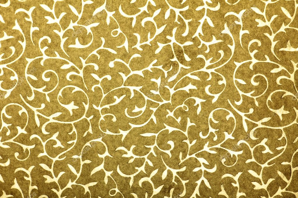 Golden handmade art paper with leaf twirl pattern — Stock Photo ...