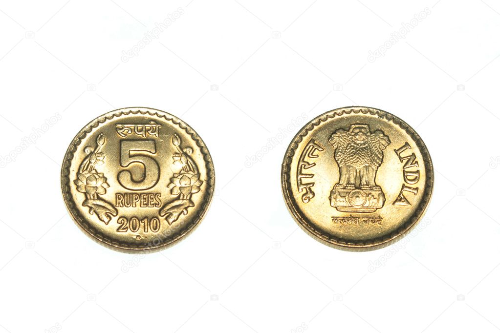 India 5 rupee coin front and back