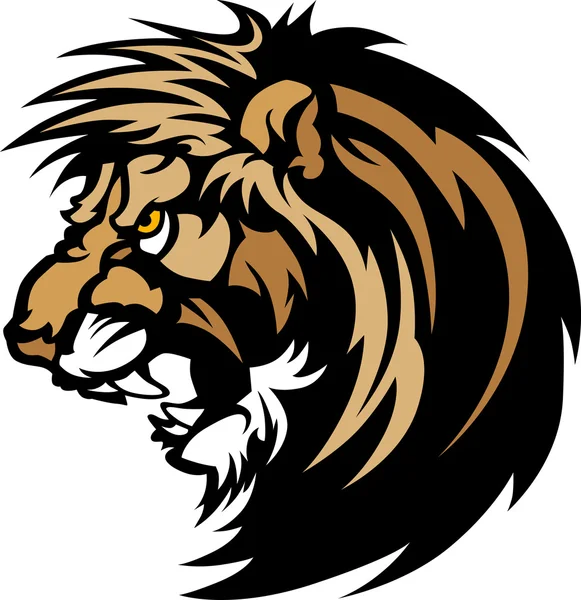 Λιοντάρι κεφάλι μασκότ γραφικό λογότυπο — Διανυσματικό Αρχείο