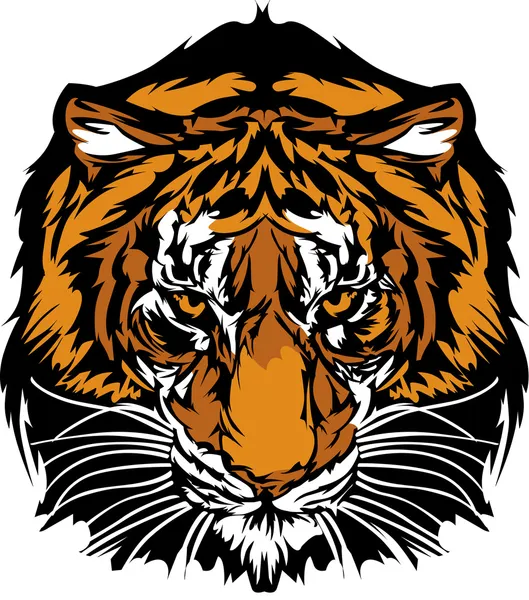 Tigris fej grafikus kabalája — Stock Vector