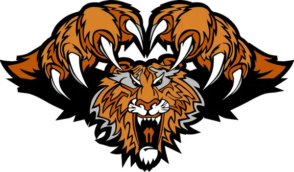 Tiger Mascote saltando logotipo gráfico — Vetor de Stock