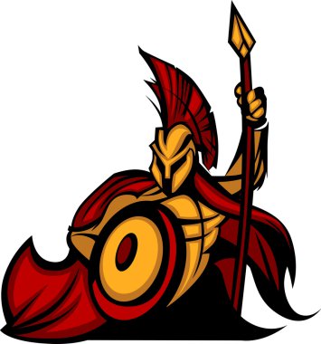Spartan Trojan Mascot with Spear clipart