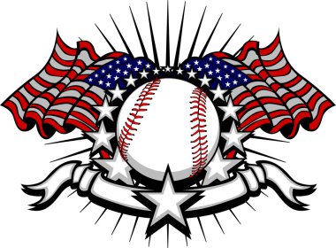 Baseball with Flags and Stars clipart