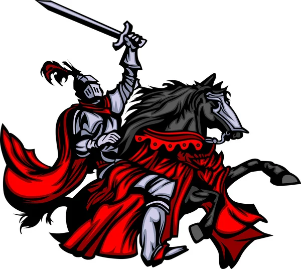 Knight Mascot on Horse — Stock Vector