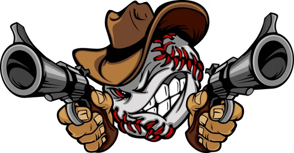 Cowboy dei cartoni animati di baseball shootout — Vettoriale Stock