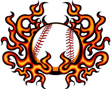 Baseball Template with Flames clipart