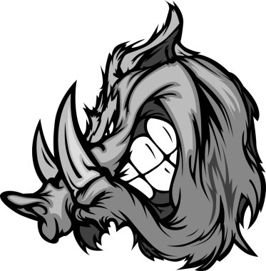 Boar Razorback Cartoon Face Illustration clipart