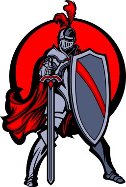 Knight Mascot with Sword and Shield clipart