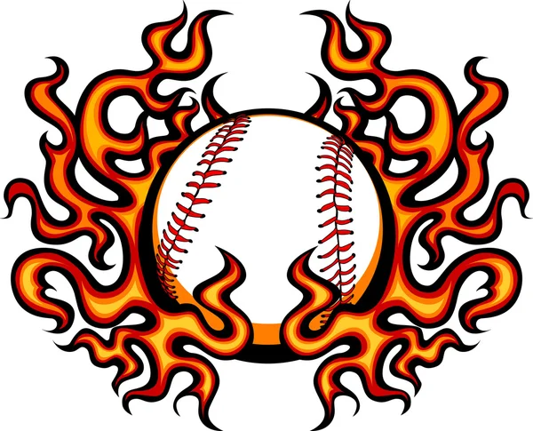 Plantilla de béisbol con llamas — Vector de stock