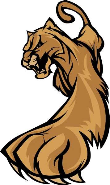 Cougar mascotte lichaam prowling afbeelding — Stockvector